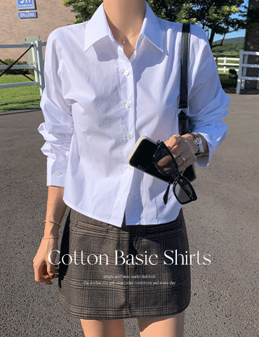 테런 코튼크롭 셔츠(4color)