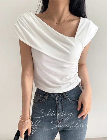 로잔느 셔링 오프숄더 티셔츠(5color) [어깨트임 섹시글램]